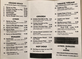 Gyros, Burgers More menu