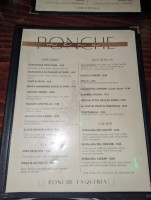 Ponche Taqueria menu