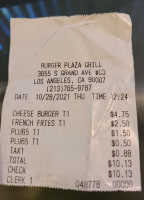 Burger Plaza Grill menu