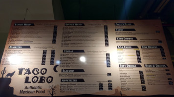 Taco Lobo menu