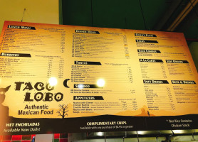 Taco Lobo menu