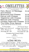 Our Diner menu