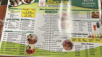 Pho Tai Vietnamese menu