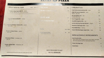 Zeeks Pizza menu