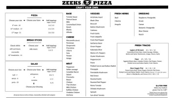 Zeeks Pizza menu