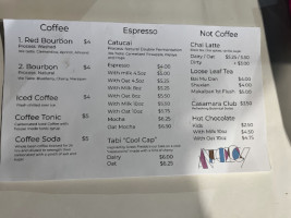 Anthology Coffee menu