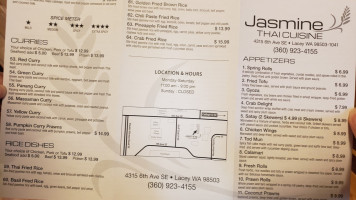 Jasmine Thai menu