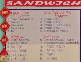 Kim's Sandwiches menu