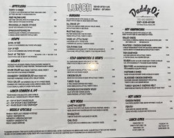 Daddy O's menu