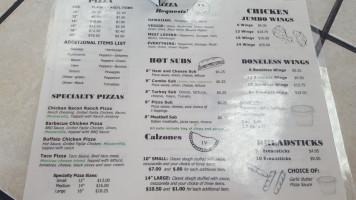 Tj's Pizza menu