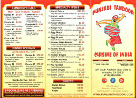 Punjabi Tandoor menu