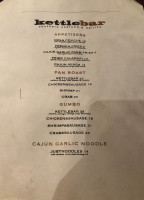 Kettlebar Steam Cooking menu