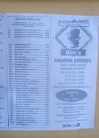 Gim's Chinese Kitchen menu