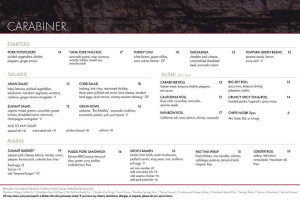 Carabiner Lounge menu