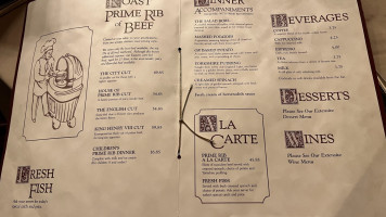 House Of Prime Rib menu