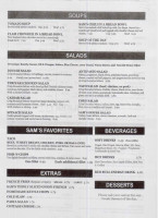 Sam's Place menu