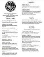 The Freefolk Brewery Taproom menu