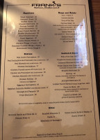 Frank's Italian menu