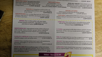 Tenampa Mexican menu