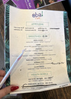 Oba Cafe menu