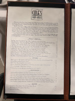 Cole's Chop House menu