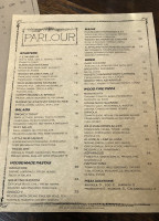 Parlour menu