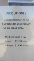 Pizza City menu