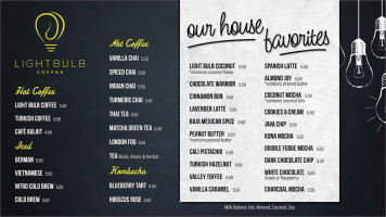 Light Bulb Coffee menu