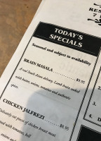 Shalimar menu