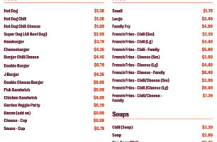 Hot Dog Shoppe menu