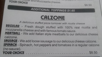 Pizza Joe's menu