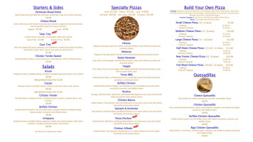 Guys Pizza menu