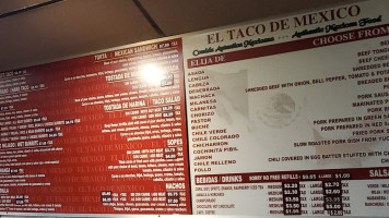 El Taco De Mexico menu