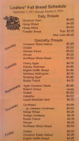 Loafers Bread Co menu