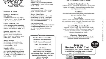 Rockne's menu