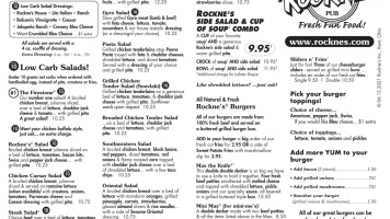 Rockne's menu