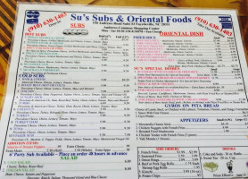 Su's Subs Oriental Food menu