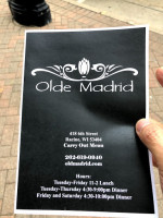 Olde Madrid In Rac menu