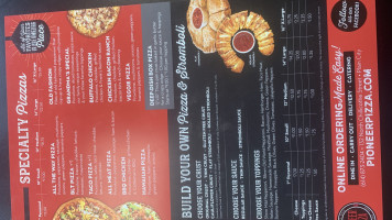 Pioneer Pizza menu