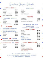 Sacha's Pizza And Sugar Shack menu