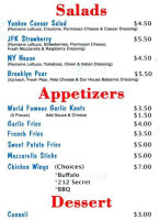 212 New York Pizza menu