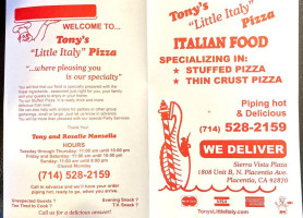 Tony's Little Italy menu