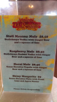 Ricardo's El Ranchito menu