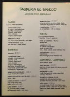 Taqueria El Grullo menu