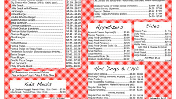 Snack Shack menu