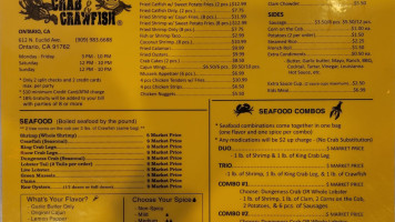 The Bucket Crab Crawfish menu