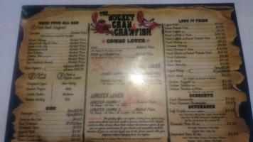 The Bucket Crab Crawfish menu