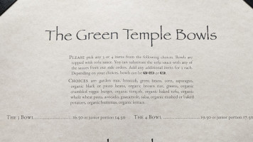 Green Temple menu