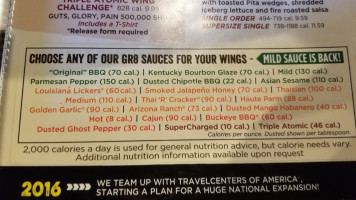 Quaker Steak Lube menu