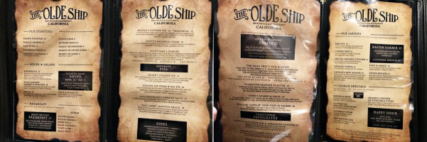 The Olde Ship menu